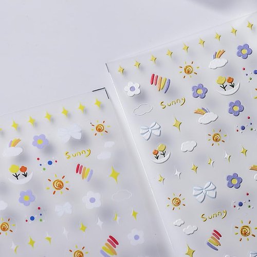 Dedyel Rainbow Birthday Party Nail Stickers Cute Cartoon Designs Self-Adhesive Nail Art Stickers for Kids Girls Women Nail Art Decoration