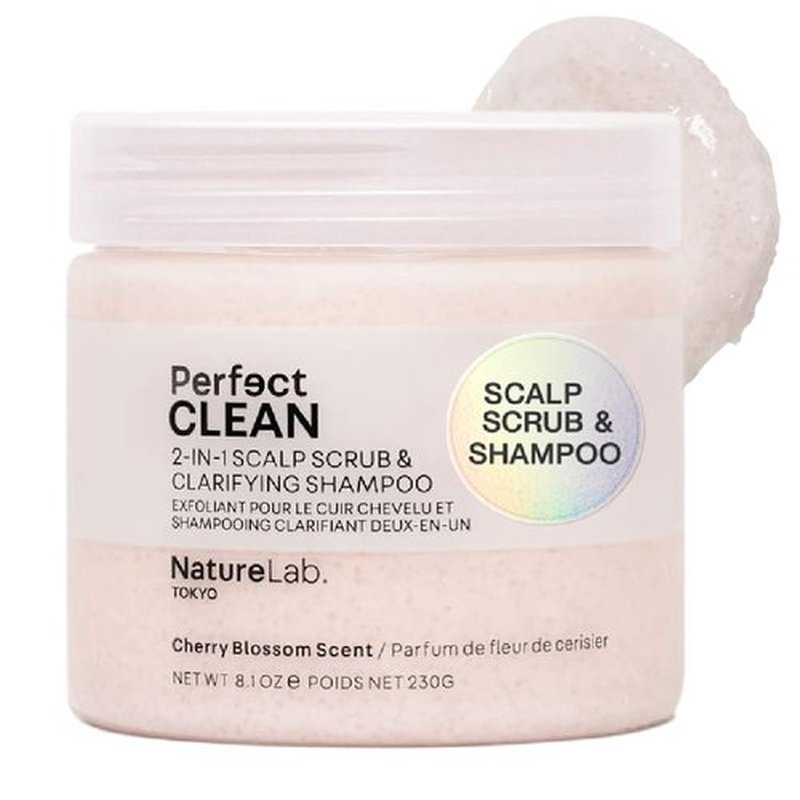 NatureLab.TOKYO Perfect Clean Scalp Scrub - Limited Edition Cherry Blossom Scent | 2-in-1 Hair Treatment for Shine & Clarity | 8.1 OZ