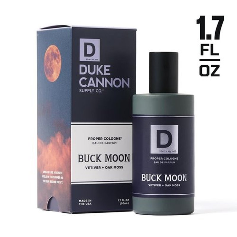 Duke Cannon Proper Cologne Buck Moon - Men's Eau de Parfum with Lime & Vetiver | Warm, Earthy Scent | 1.7 fl oz