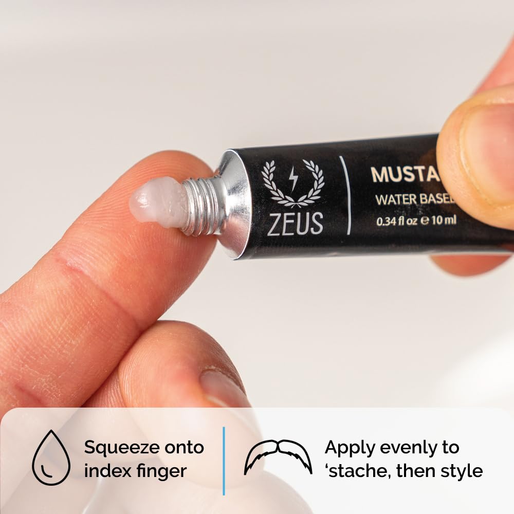 ZEUS Mega Hold Mustache Wax for Strong Styling & Shape Control (1.02 fl oz)