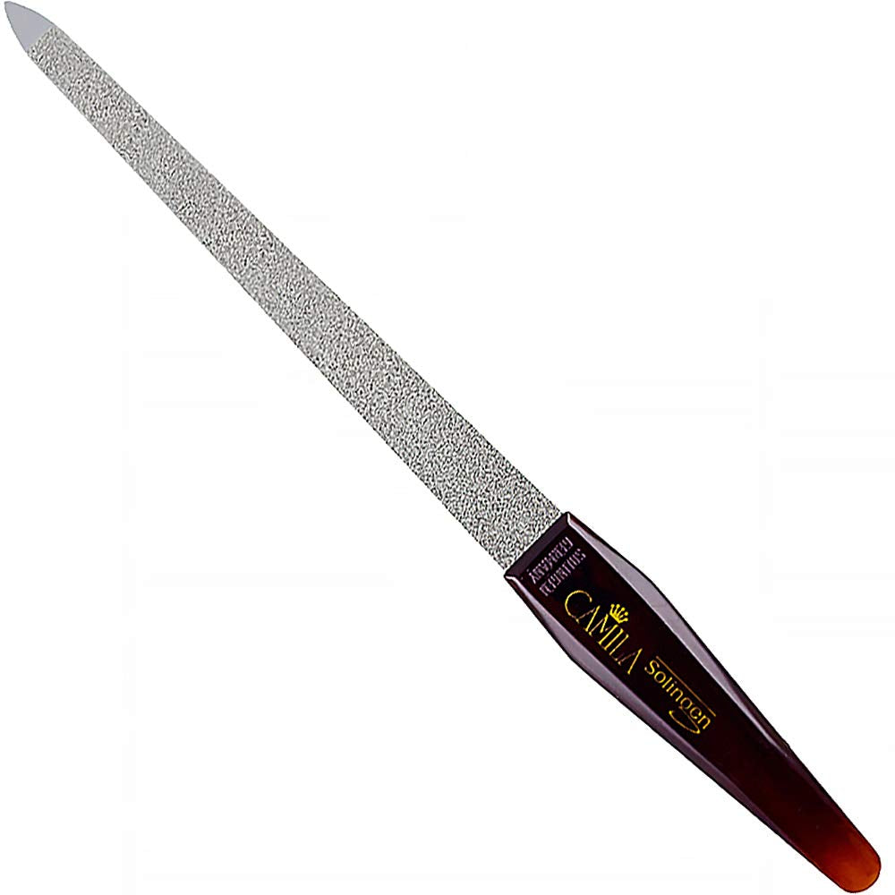 Camila Solingen CS18 Sapphire Metal Nail File for Natural Nails Fingernail and Toenail Care, 7" Double Sided Coarse and Fine for Manicure and Pedicure