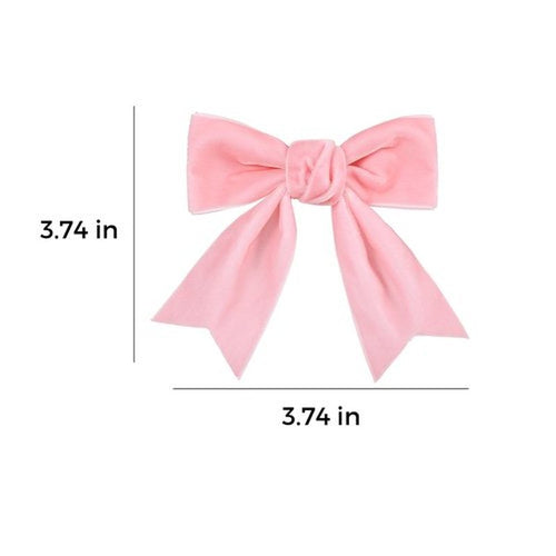 2Pcs Pink Velvet Hair Bows Hair Ribbon Alligator Clips Girls Cute Handmade 4" Big Fall Winter outfits Valentines Wedding Dress Decoration Accessories for Women Toddlers Teens Kids