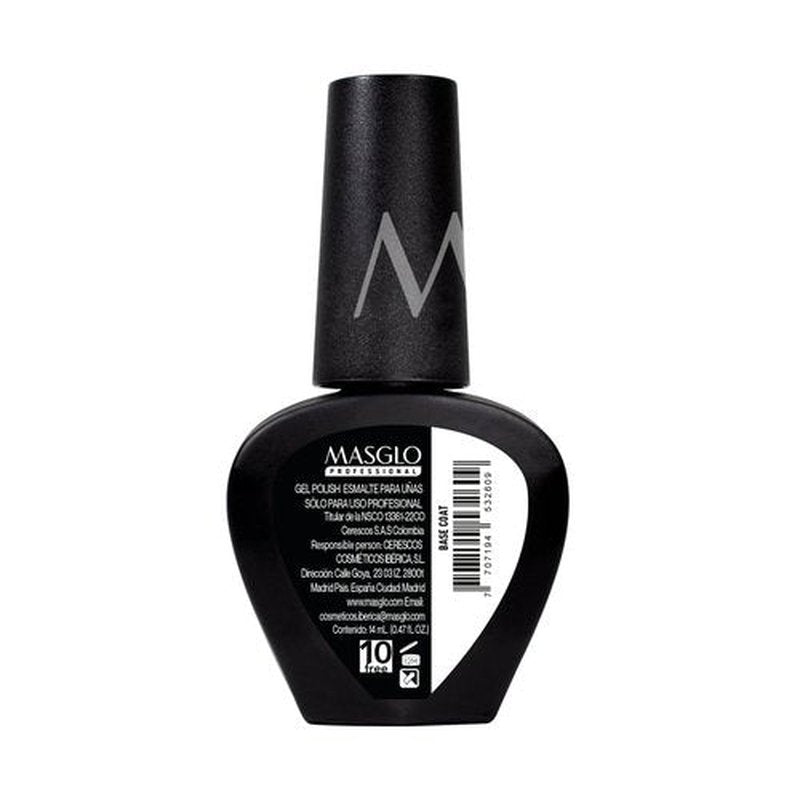 MASGLO Gel Polish Base Strong Adhesion Soak-Off Gel Nail Primer, Bisabolol-Infused Nail Protector, UV LED Flexible Formula, Professional Long-Wear Base Coat, 0.47Oz