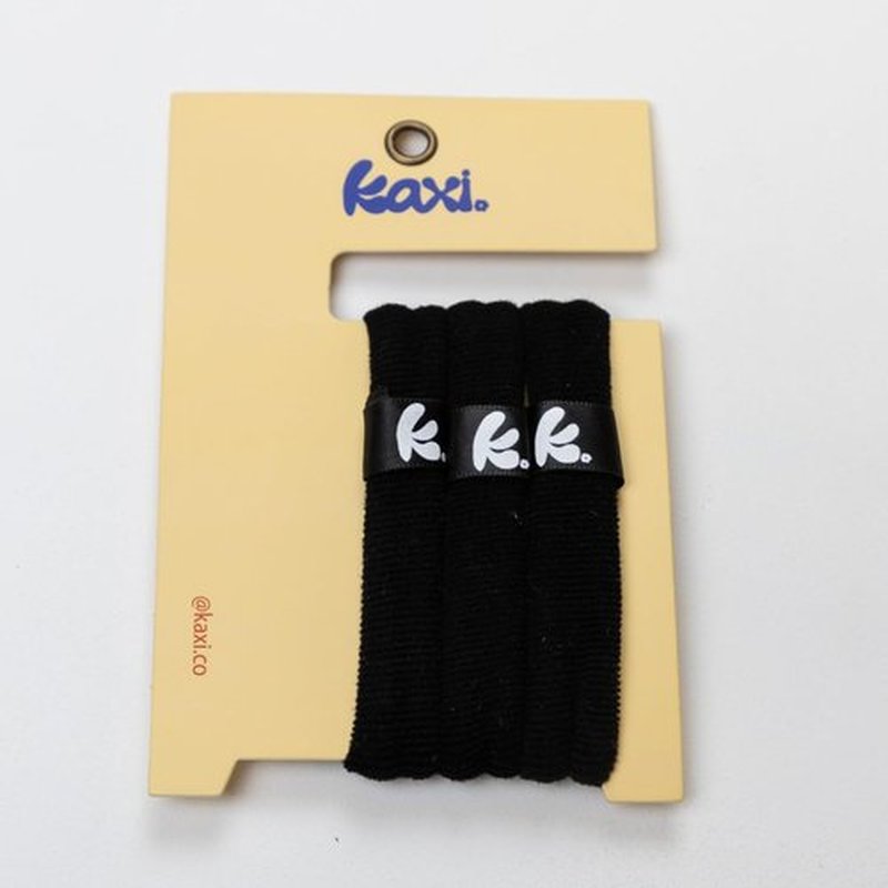 Kaxi, Solid High Intensi'ties, Durable Nylon Hair Ties for Everyday use, Pack of 3 (Black)