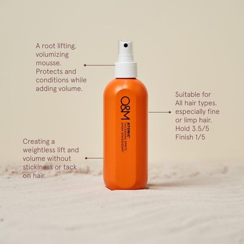 O&M Atonic Thickening Spray - Volumizing Texture & Heat Protectant Hair Spray, 250ml | Non-Toxic & Vegan
