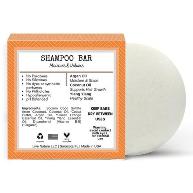 Bar Shampoo - Clean, Non-Toxic Formula for Moisture & Volume | Argan Oil & Essential Oils | Handmade in USA - 1 Pack