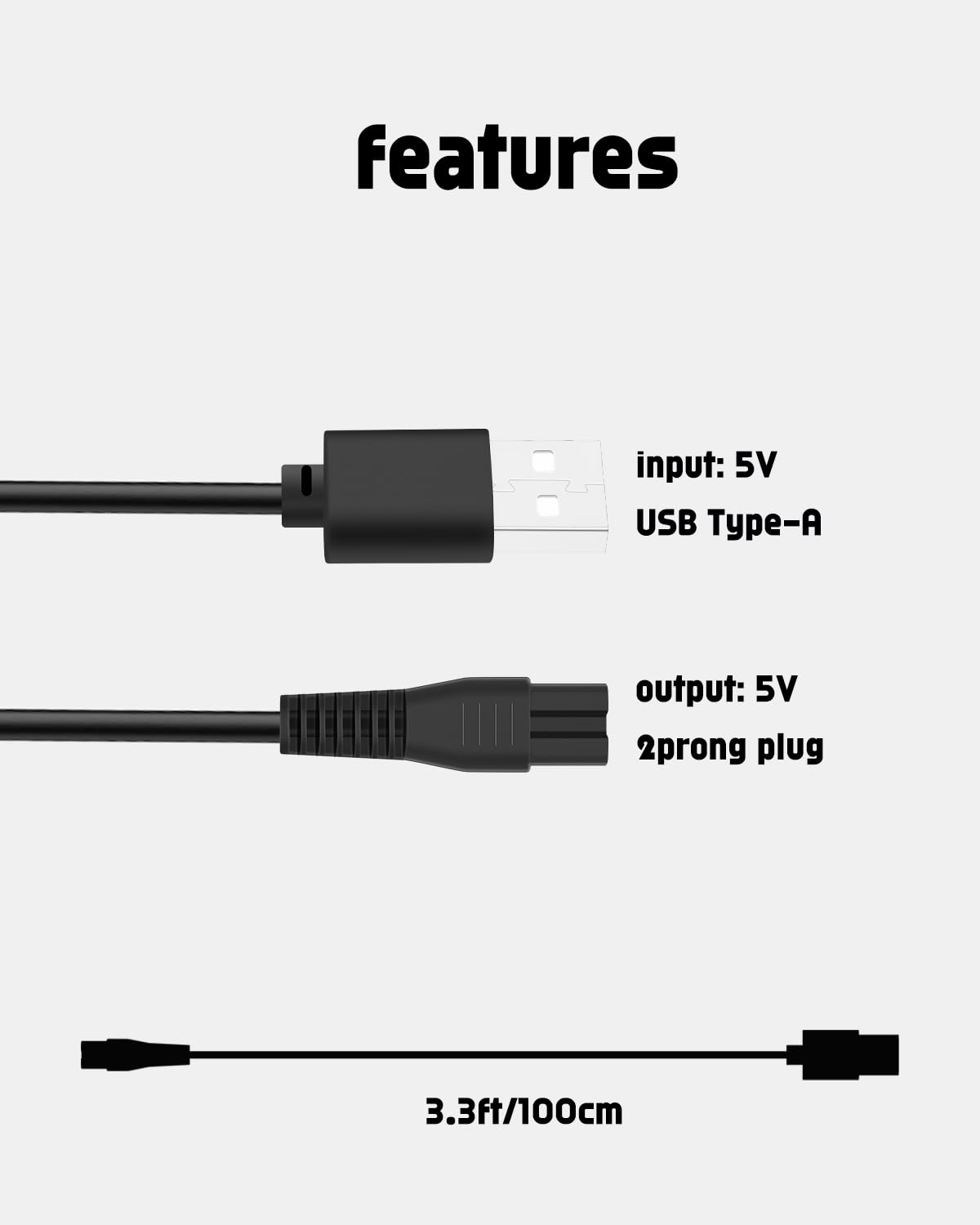 uijino Replacement TPOB Charger for TPOB Ghost X Beard Trimmer, 1 Cleaning Brush, 3.3ft Power Cord