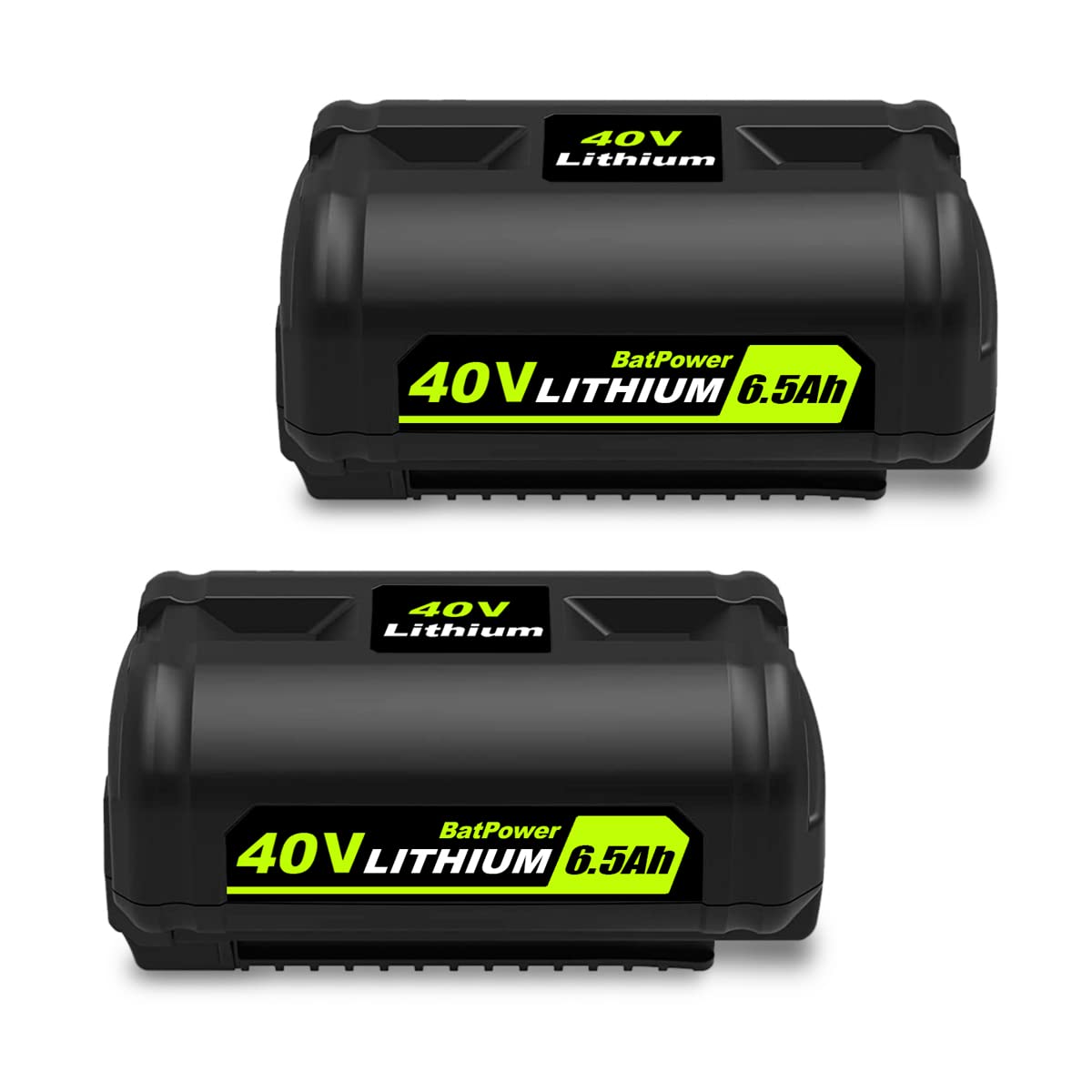 BatPower 2-Pack 6.5Ah 40V Replacement Battery and Charger Starter Kit Compatible with Ryobi 40V Tools, 2 High Capacity Lithium-Ion Batteries and 1 Charger OP4050A OP401 (3-Piece Set)