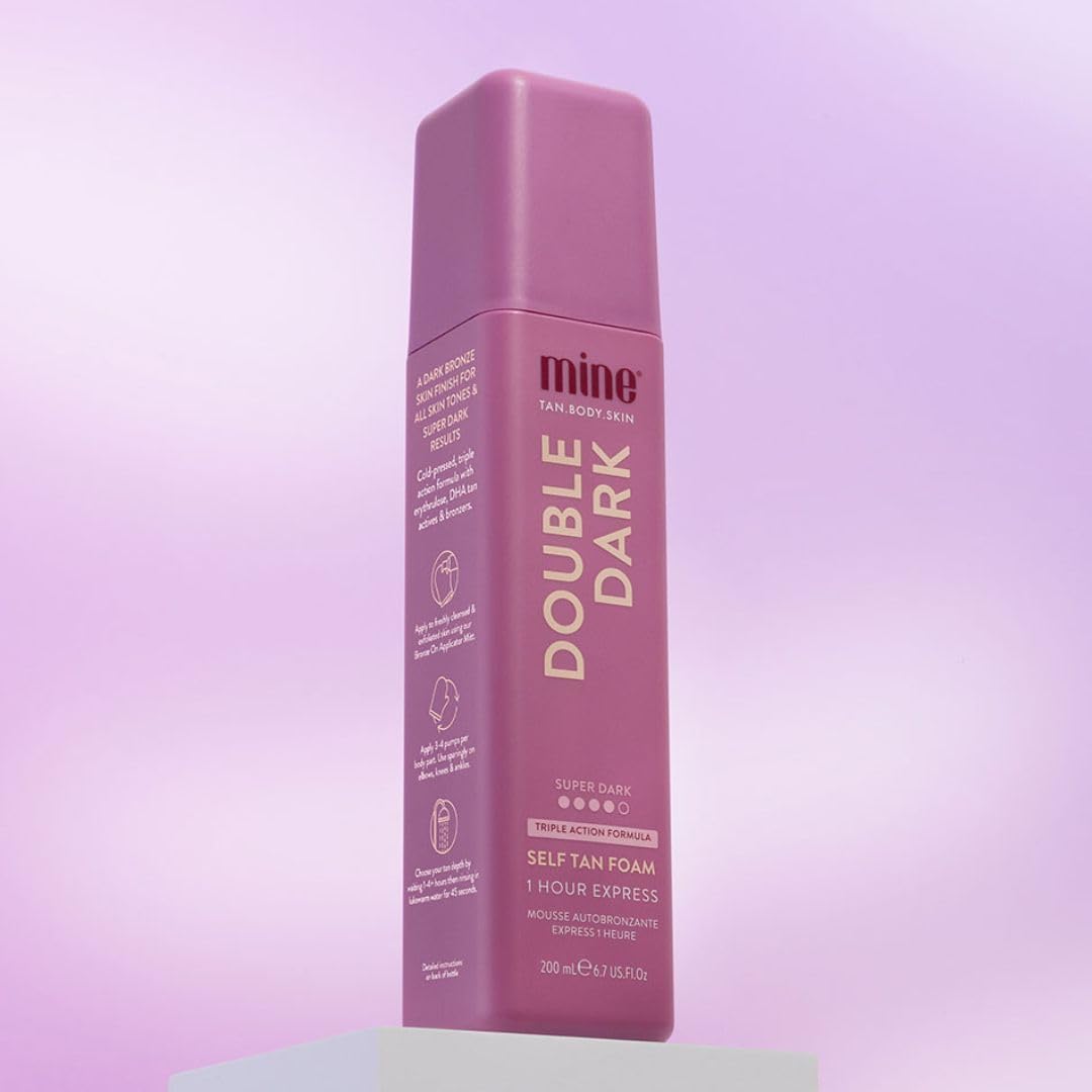 MineTan Double Dark Self Tanning Foam | Bronze Collection - Fake Tanner Mousse for a Deep Bronzing Glow, 1 Hour Express, Face & Body, Ultra Hydrating Formula, Coconut Scented, Vegan 6.7 Fl Oz
