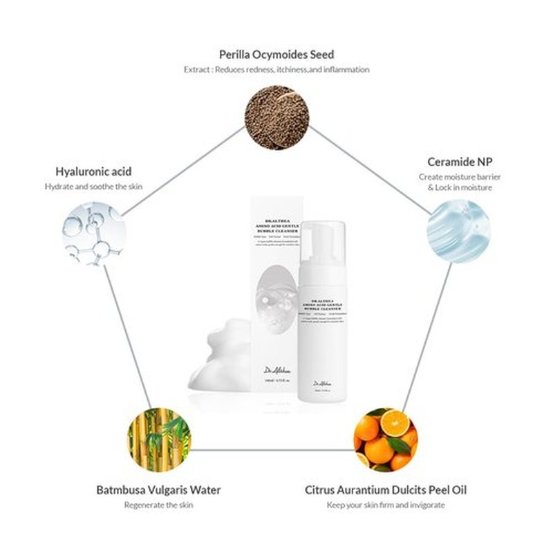 Dr.Althea Amino Acid Gentle Bubble Cleanser - Daily Foam Face Wash for Sensitive Skin | Vegan | 4.73 fl oz