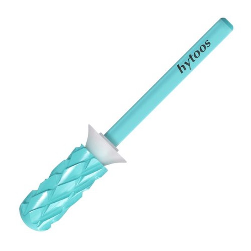 HYTOOS 5XC Nail Drill Bits, 5.35mm Small Tungsten Carbide Safety Barrel Bits for Thick Gel & Acrylic Removal, Green Coated Manicure Tools Pro Electric File Drill Accessories