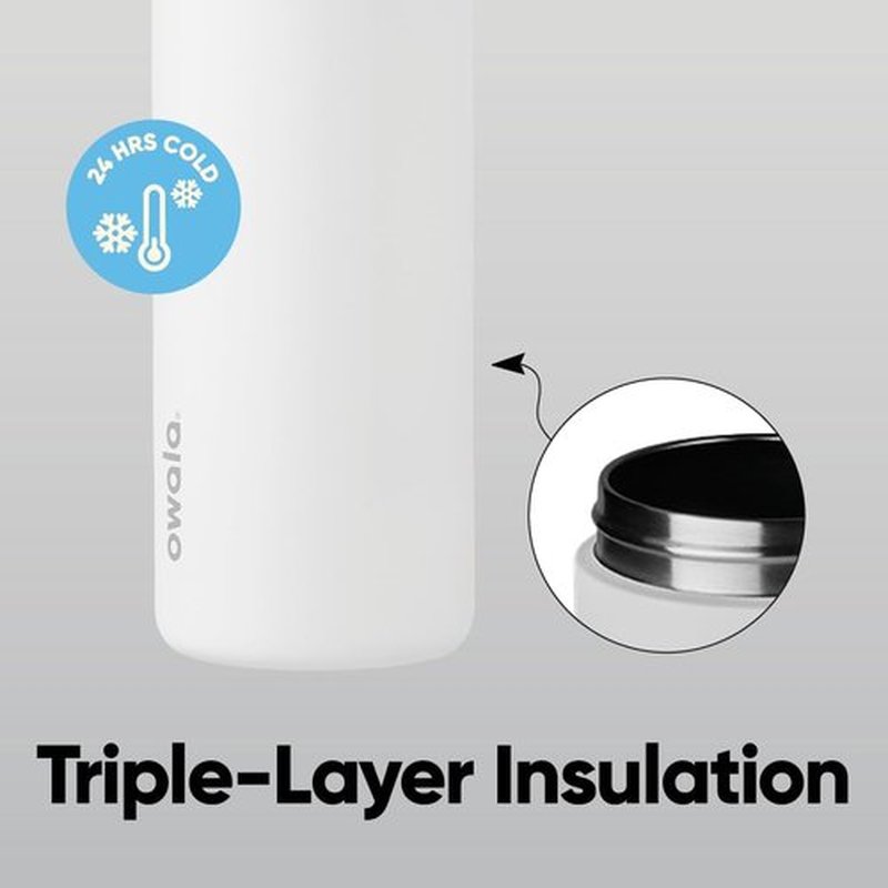 Owala FreeSip Insulated Stainless Steel Water Bottle - BPA-Free, 24 Oz, Perfect for Travel | Shy Marshmallow