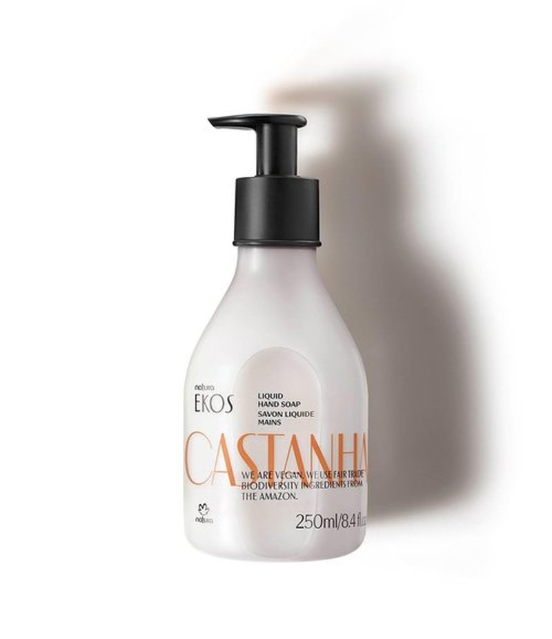 Natura -Brazil Nut (Castanha) Renourishing Liquid Hand Soap - Anti-Dryness - Coconut Derived Cleanser - Vegan Skin Care - Brazilian Beauty Secrets - Self Care & Body Care - 8.4 fl oz (250ml)