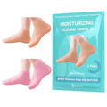 Yoeeco Reusable Silicone Socks for Dry Cracked Feet & Heels - Moisturizing Socks for Women and Men Fits Sizes US5-12 - Lotion Rubber Socks for Overnight Repair & Spa Treatment (Beige & Pink)