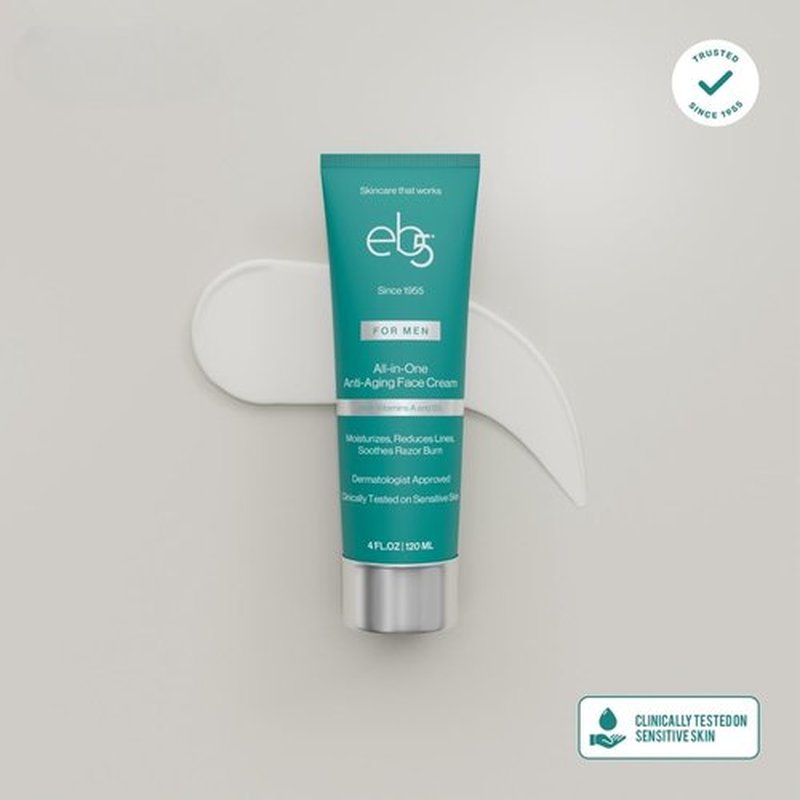 eb5 Men’s Anti-Aging Face Cream - Retinol & Vitamins E, B5, A for Moisturizing & Soothing Razor Burn | 4 Fl Oz