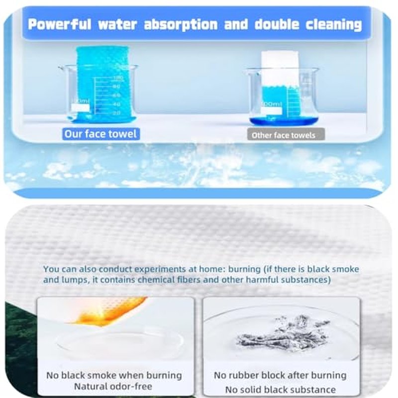 Disposable face towel,MIXUISEE thick and soft face towels,100% cotton face towels,super thick 130%. Suitable for makeup removal and cleansing, and applicable to sensitive skin. (100 pieces)
