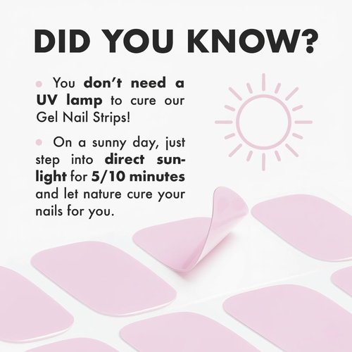 MOYOU LONDON Semi Cured Gel Nail Strips - 20 Pcs. Waterproof Gel Nail Wraps, Cures in Sunlight or UV/LED Lamp, Lasts Up to 2+ Weeks, Stretchable, Easy to Apply & Remove, Vegan & Cruelty-Free