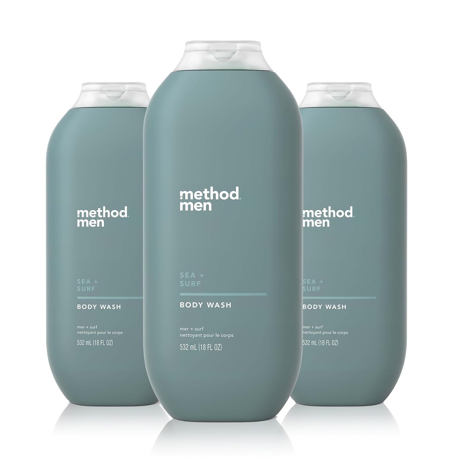 Method Men Body Wash, Sea and Surf Scent, Paraben and Phthalate Free, Quick-Lathering Cleansers, Cruelty Free, 18 oz (Pack of 3)