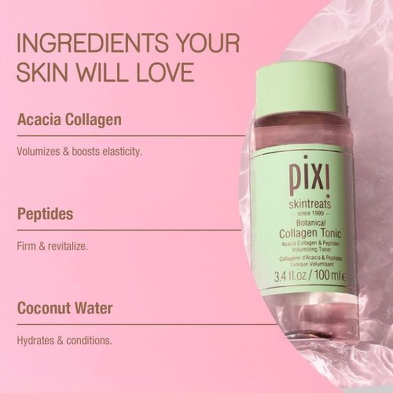 Pixi Botanical Collagen Tonic - Hydrating & Volumizing Toner with Peptides & Botanicals | 250 ml / 8.5 fl oz