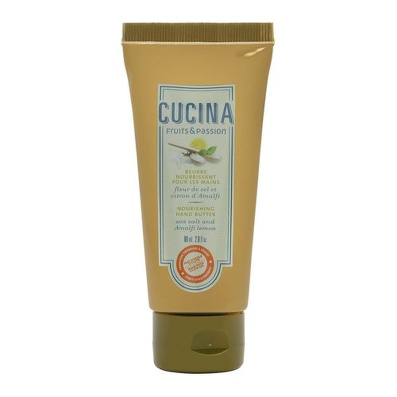 Fruits & Passion Cucina Sea Salt & Amalfi Lemon Nourishing Hand Butter for Dry Cracked Hands, Rich Natural Formula with Cold-Pressed Olive Oil in Recyclable Jar, 2.0 fl oz