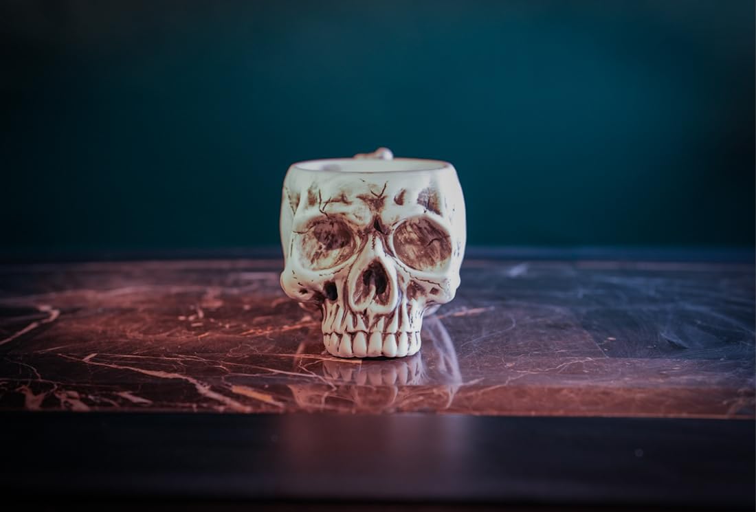 Burn The Ships White Ceramic Skull Shave Bowl | Handmade Lather Mug for Men | Hot Foam Brush Dish | Vintage Razor Soap Holder | Luxury Gift for Him