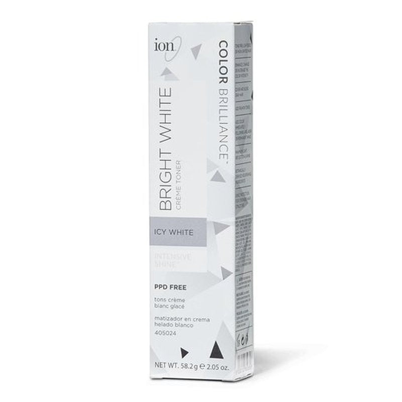 Ion Permanent Brights Creme Toner Icy White, Vegan, Cruelty Free, PPD Free, 100% Gray Coverage, Long Lasting, Fade Resistant Color, 2.05 oz