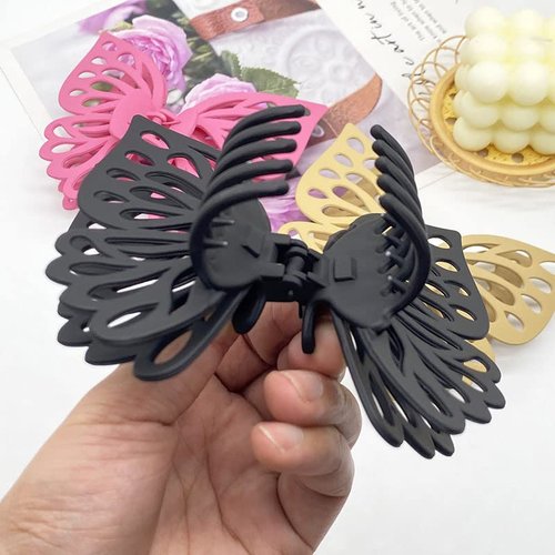 QTMY 3 Pack Large Butterfly Hair Claw Clips for Styling,Decorative Fancy Hair Clips for Girls Women