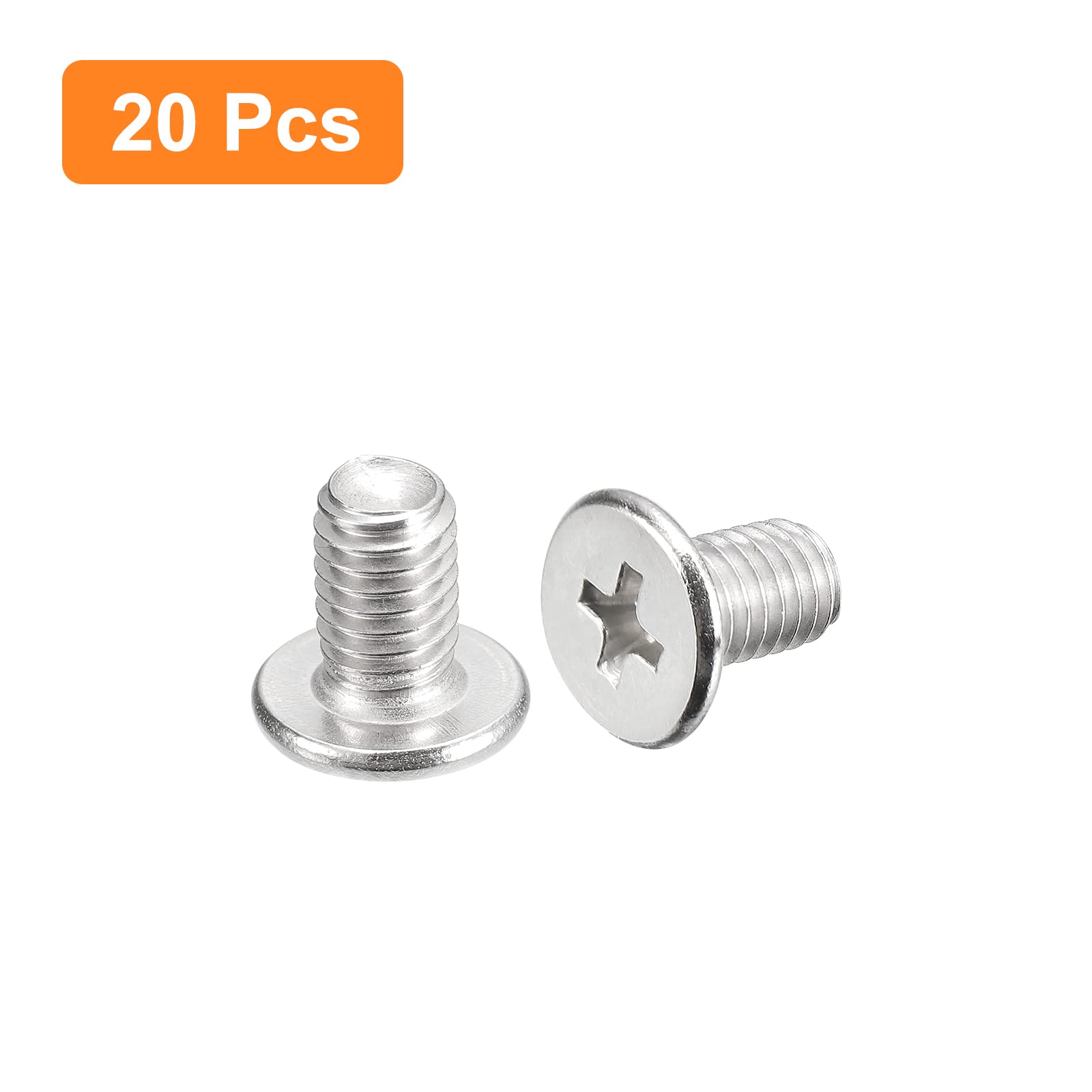 uxcell M5-0.8 x 8mm 20Pcs Flat Round Head Screws 304 Stainless Steel Phillips Drive Machine Screws Hardware Fastener for Furniture Connection