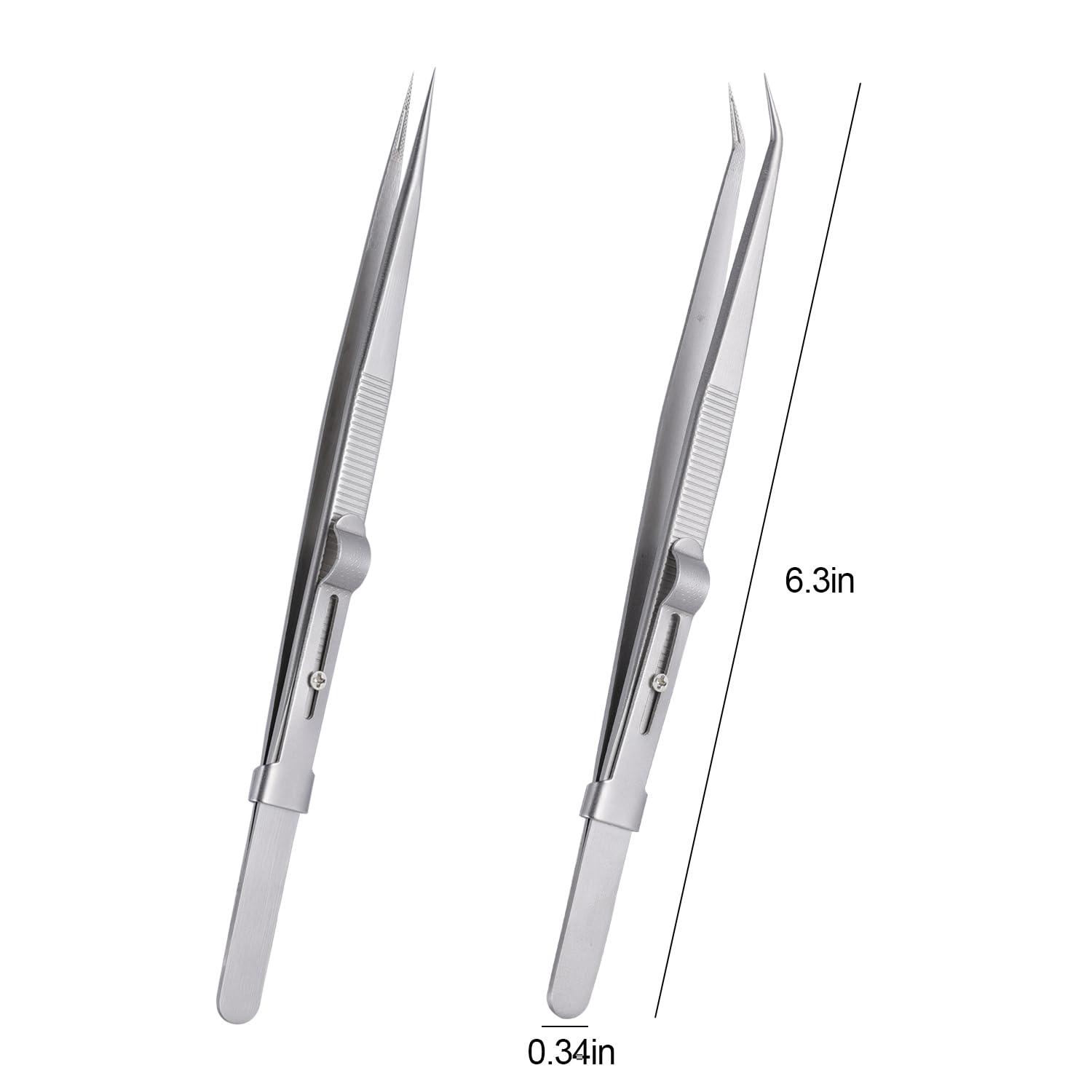 4 Pieces Diamond Tweezers Professional Jewelry Gem Tweezers Precision Tweezers Stainless Steel Pointed Tip Tweezers with Slide Locking and Gem Slot for jewelry making