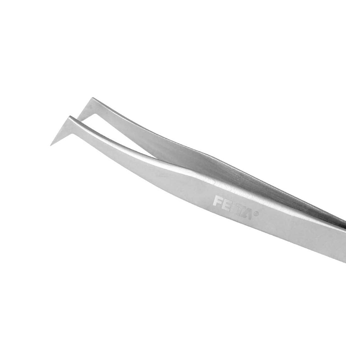Individual C-Shaped Tip Lashes Tweezer - FEITA Professional Stainless Steel Curved Tweezers Precision for 3D Volume Eyelashes Extensions (1 Pc)