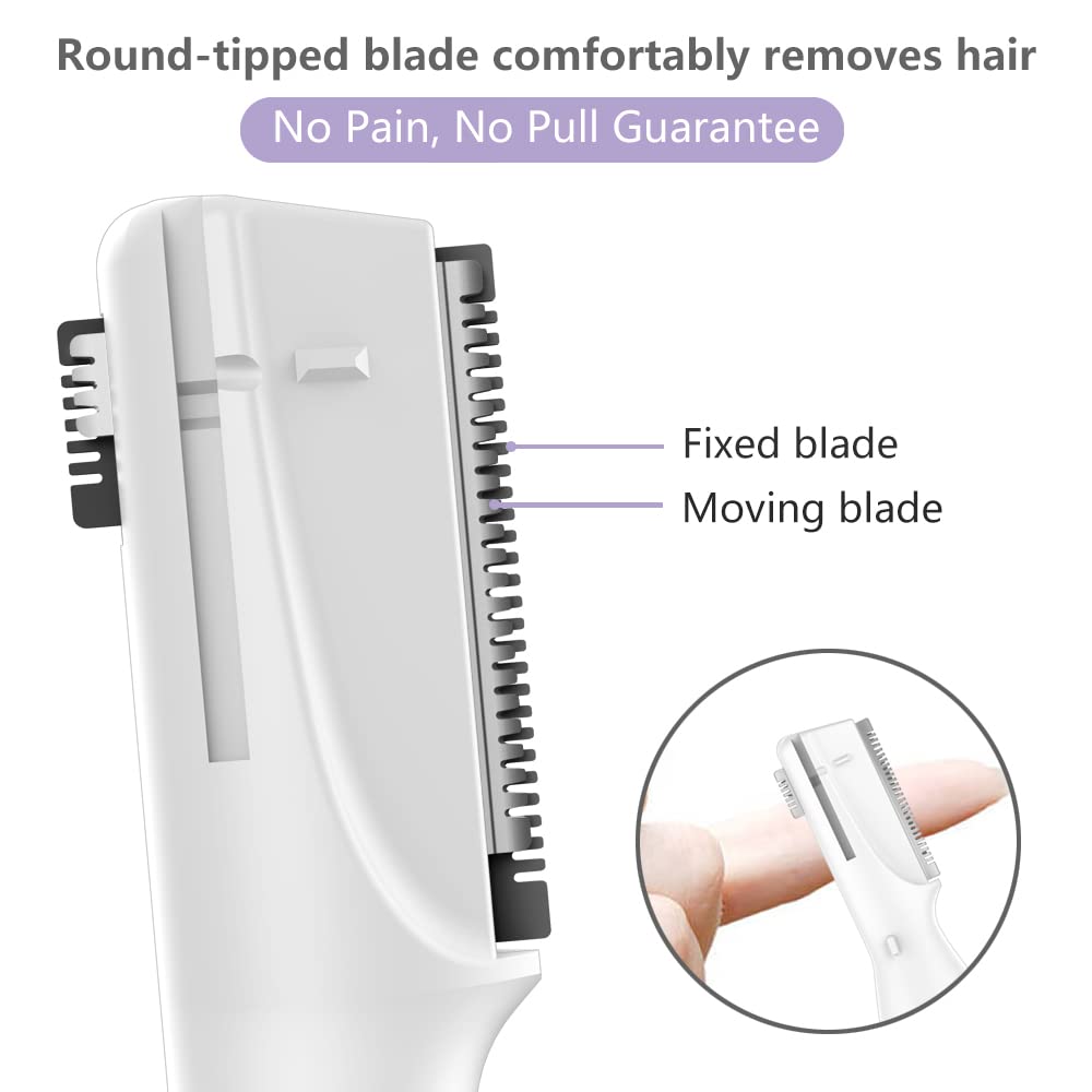 Funstant Upgraded Eyebrow Trimmer, Precision Electric Eyebrow Razor for Women Battery-Operated Facial Hair Remover with Comb No Pulling Sensation Painless for Face Chin Neck, Upper-Lip, Peach-Fuzz