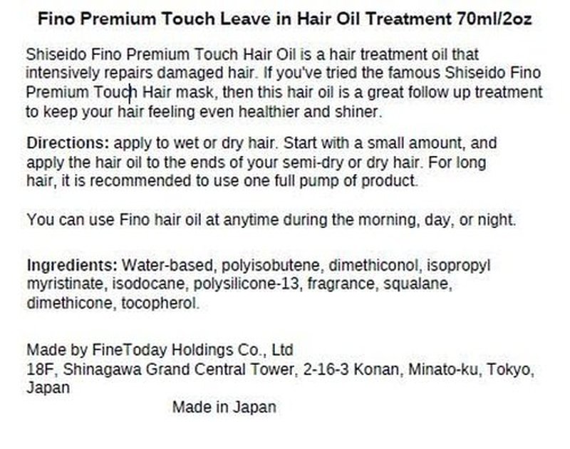 Fino Premium Touch Leave-In Hair Oil - Smoothing & Moisturizing Formula for Shiny, Manageable Hair | 2oz