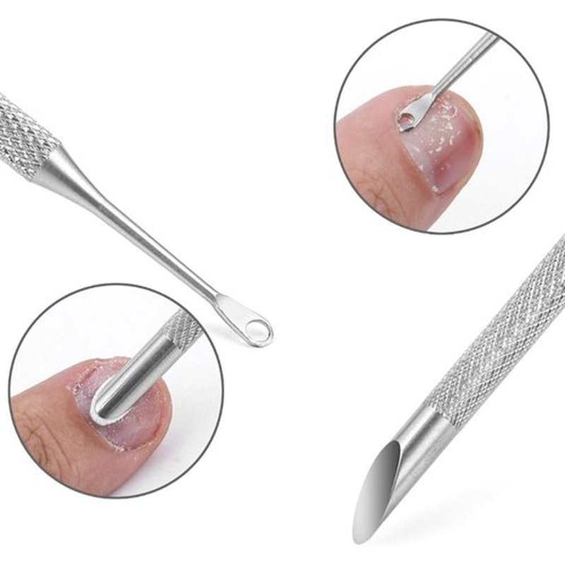 Circle Bevel Double-ended Nail Cuticle Pusher Tool Pre-polish Sandpaper Sheets Manicure Kit Stainless Steel Nail Pusher Cuticle Remover Self-adhesive Sand Paper Nail Art Dead Skin Removing Nail Tools
