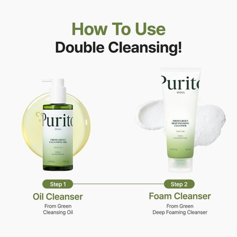 PURITO From Green Deep Foaming Cleanser 150ml / 5.07 fl.oz, pH 5.5, plant-based, natural ingredients, cruelty-free, Vegan