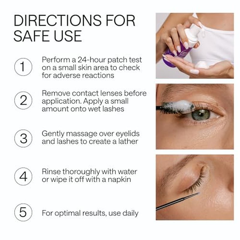 Lash Shampoo Kit with Eyelash Spoolie & Eyelash Shampoo Included - Lash Cleaning Kit for Salon, Home - No Parabens, No Sulfates - Eye Wash Kit with a Brush