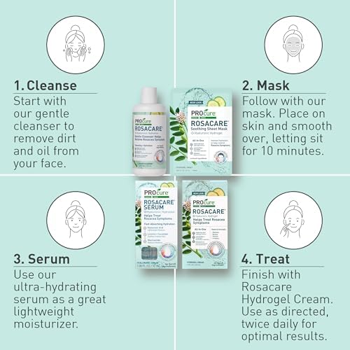 PROcure Rosacare Gentle Cream Cleanser – Hyaluronic Acid, Niacinamide & Licorice Root Face Wash for Sensitive, Redness-Prone Skin – Daily Use