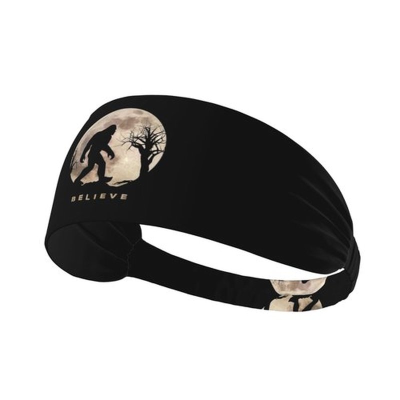 Funny Bigfoot Sasquatch Full Moon Workout Headbands Fashion Sports Sweatbands Yoga Hairbands for Fitness Athletic Non Slip Wicking Headscarf for Men Womens Girls Summer Accessories Elastic Bands