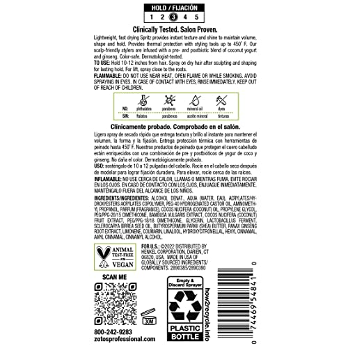 BIOTERA Finishing Flexible Hold Spritz Spray | Instant Texture | Maintains Volume & Shape| Microbiome Friendly | Vegan & Animal Test Free | Paraben Free | Color-Safe | 8 Fl Oz