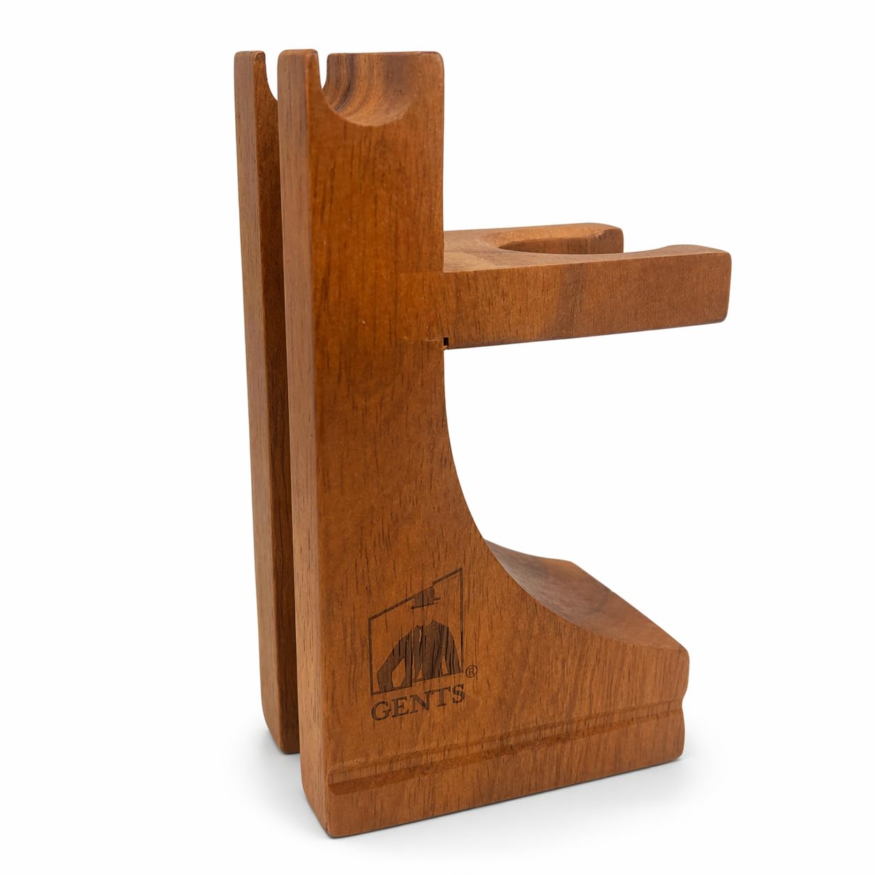G.B.S Deluxe Wooden Shaving Razor and Shave Brush Stand - Safety Razor Brush Holder. Prolong The Life of Your Shaving Brush and Razor, Walnut Wood Finish