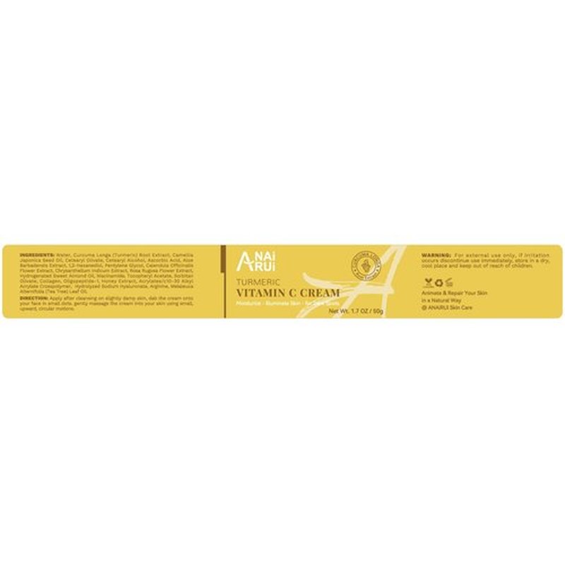 ANAI RUI Vitamin C Face Moisturizer with Turmeric, Anti-Aging Facial Cream for Dull, Dry Skin, Reduces Wrinkles, Evens Skin Tone, Hydrating & Nourishing, 1.7 OZ