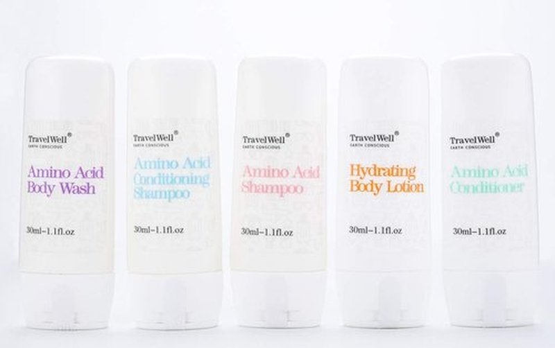 Travelwell Individually Wrapped Shampoo & Conditioner 2 in 1, Body Lotion, and Travel Soap Set | 25 Bottles + 25 Bars | Bulk Hotel Toiletries