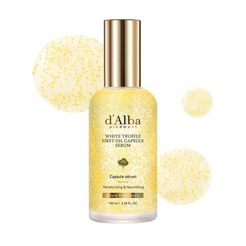 d'alba Piedmont White Truffle Oil Capsule Serum, Daily Vita Boost for Luminous Skin, Double Vitamin Formula, Big Size (3.38fl. oz.)