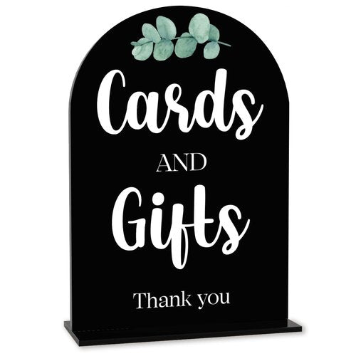 Black Cards and Gifts Sign for Wedding, Wedding Engagement Bridal Shower Baby Shower Decor for Reception Reception Party, Weddings Table Acrylic Sign