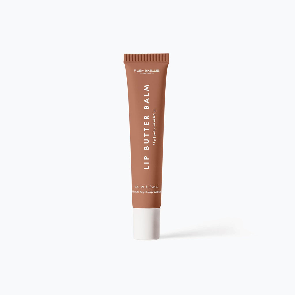 Ruby & Millie Tinted Lip Balm Vanilla Beige - Hydrating Vanilla Lip Balm - Moisturizing Lip Butter Balm Treatment - Tinted Glossy Vegan Lipbalm 0.5 Oz