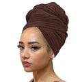 Kachanaa Stretch Head Scarfs Headbands for Muslim Soft Breathable Head Wraps Turbans Long Hair Hijab Scarves for Women(Deep Coffee)
