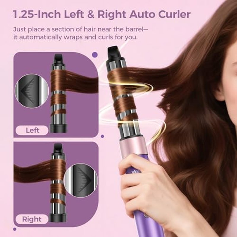 Vincofy 7-in-1 Hair Dryer Brush and 1500W Hair Styler Set – Fast Drying, Curling, Straightening & Volumizing – Hot Air Styling Tool with No Heat Damage – for All Hair Types – Purple