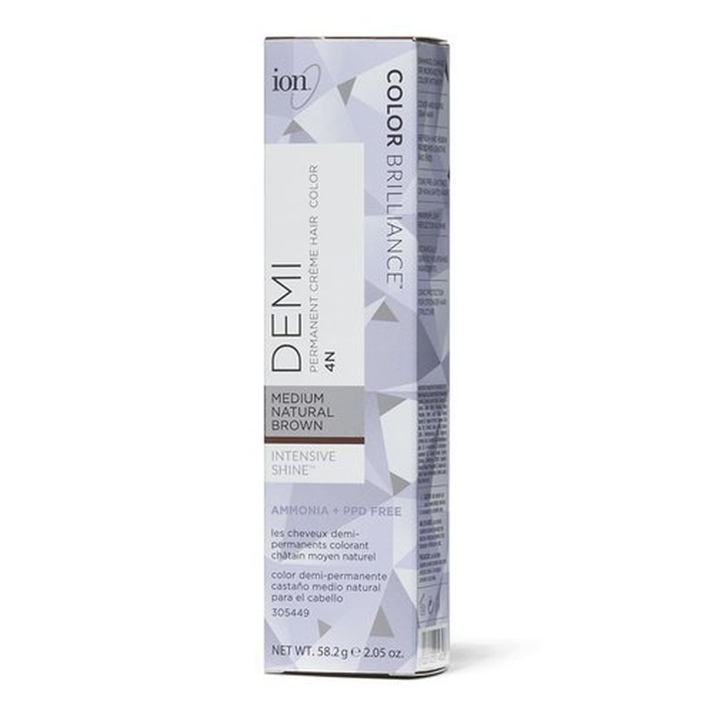 Ion Intensive Shine 4N Medium Natural Brown Hair Color - Demi Permanent Formula for Vibrant Shine