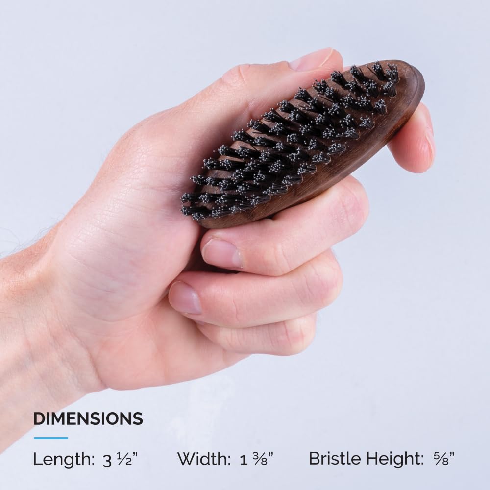 ZEUS 100% Boar Bristle Pocket Beard Brush for Men, Travel Beard Hair Brush - Made in Germany