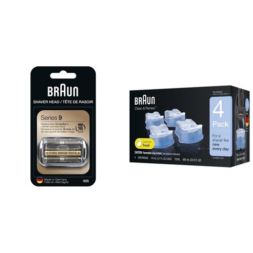 Braun Series 9 Replacement Shaver Head - 92S Compatible with All Series 9 Razors | 4-Pack
