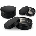 TYNZZ 3 Pcs, Metal Tin Round Container, Mini Portable Small Storage Container Kit with Twist Lid for Home Storage 2.5x1 Inch, Black